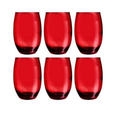 Imagem de Conjunto Com 6 Copos Vidro Bellagio 450ml Grande Vermelho - PRATICASA