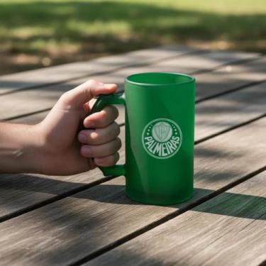 Imagem de Caneca vidro berlim fosca 480ml lata palmeiras - brasfoot
