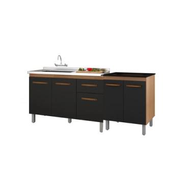 Imagem de Balcão de Pia 120 Cm Anita com Armário para Cooktop de 5 Bocas Jad Mob