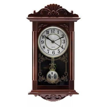 Imagem de Relógio De Parede Retangular Com Pendulo Decoração Retrô