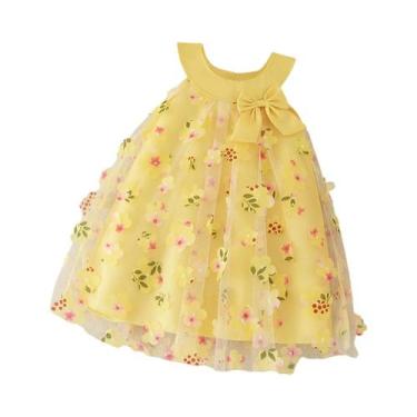 Imagem de Vestido De Verão Sem Mangas Para Menina Com Gola De Laço E Estampa Per