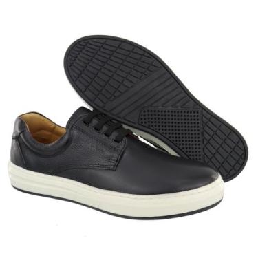Imagem de Sapatênis Masculino Couro Casual Art Nobre - 3115, Preto, 42