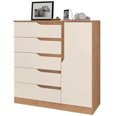 Imagem de Cômoda Sapateira Paris New 5 Gavetas 1 Porta Atualle Cor Canelato Rúst