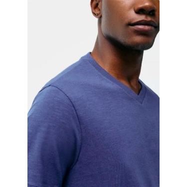 Imagem de Camiseta Básica Masculina Slim Fit Gola V em Malha Flamê - Hering, Azu