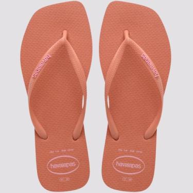 Imagem de Chinelo Havaianas Slim Square Logo Pop Up 4148959 Azul, Rosa, Rosa cla