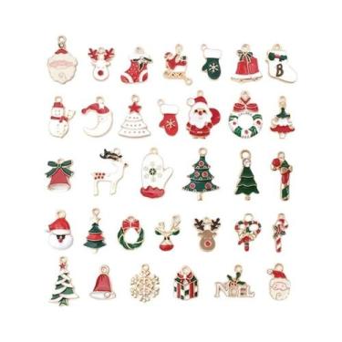 Imagem de Pingentes De Natal Em Esmalte: Boneco De Neve, Papai Noel, Árvore, Pin