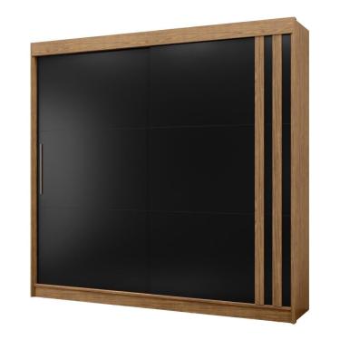 Imagem de Guarda Roupa Casal Seul 2 Portas de Correr 4 Gavetas 100% MDF Freijó-Nero MX Móveis