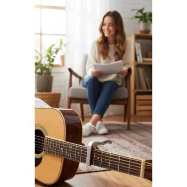 Imagem de Capotraste Alumínio Prata Violão/Guitarra Fácil Afinação - Congratulat