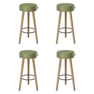 Imagem de Banqueta Alta Estofada Pés Palito Kit 4 Hong Sintético Verde S08 - Mpozenato