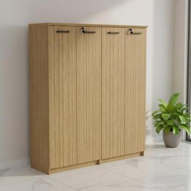 Imagem de Kit Escritório 2 Armários Multiuso com 4 Portas e Chave Espresso Móvei