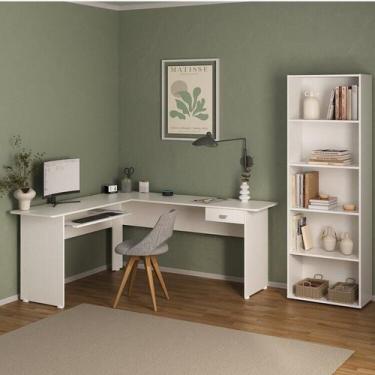 Imagem de Conjunto de Escritório 2 Peças 1 Escrivaninha e 1 Estante com 5 Pratel