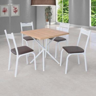 Imagem de Conjunto de Mesa Tampo 75cm Laminado com 4 Cadeiras Ana - Ciplafe