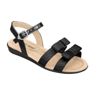 Imagem de Sandália Infantil Pé com Pé Feminina Jasmin com Tiras e Laço Preta Menina-Feminino