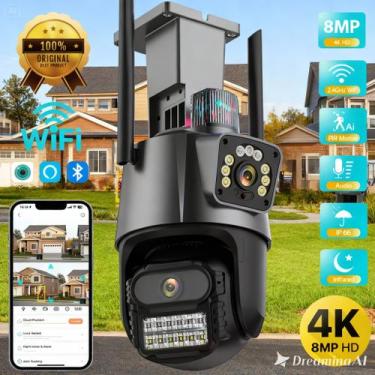 Imagem de Câmera Externa de Segurança Inteligente Lente Dupla 4k Led Lente Dupla