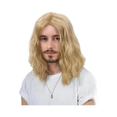 Imagem de Peruca Sintética Masculina Cacheada Na Altura Dos Ombros, Moderna, Cob