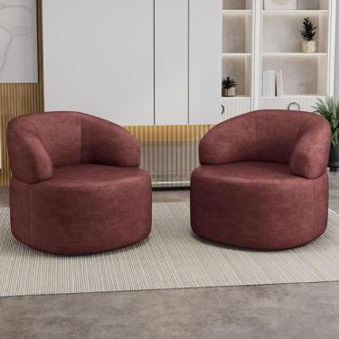 Imagem de Kit 02 Poltronas Giratória Orgânica Para Sala de Estar Living Helena L