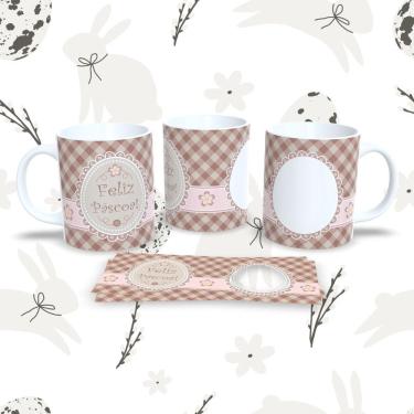 Imagem de Caneca Páscoa 12 Decorada para Bebidas Quentes e Frias em Porcelana Compatível com Micr...