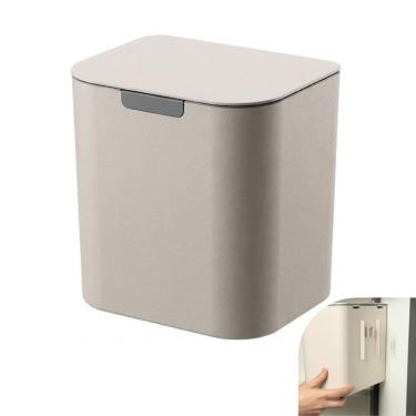 Imagem de Lixeira 5 Litros Bege Liv Suporte Adesivo de Parede Cozinha Banheiro - LX600BGF Ou