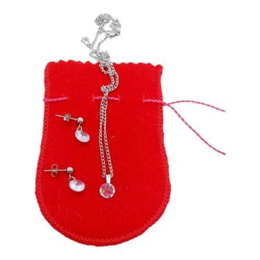Imagem de Conjunto FEMININO Ponto Luz zircônia AÇO INOX Colar Brinco - ASA