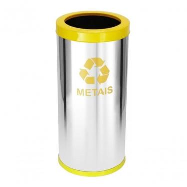 Imagem de Lixeira em Aço Inox com Aro Pintado 22 Litros Abertura Manual Design Moderno Inox Higipack