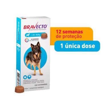 Imagem de Antipulgas e Carrapatos Bravecto 20 a 40 kg Cães 1000mg 1 comprimido -