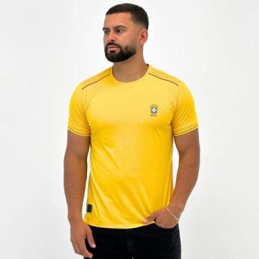 Imagem de Camiseta Sallo Brasil Manga Curta Masculina, GG, Amarelo