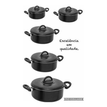 Imagem de Conjunto De Panela Caçarola Antiaderente Teflon 5 Pç Fortlar - Alumíni