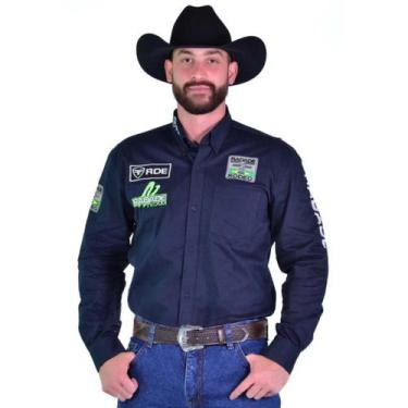 Imagem de Camisa Country Bordada Masc. Team Radade Vaqueiro RDE Rodeo, Marinho, 
