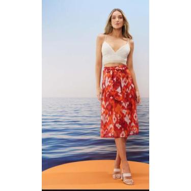 Imagem de Saia em chiffon com cinto. Estampa exclusiva  tam 42 - Fato Básico 