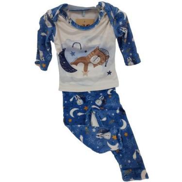Imagem de Conjunto Longo Plush Pijama Bebe Menino Luxo Lessa Kids 7752, Azul, M 