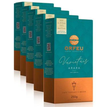 Imagem de Café Moído Premium Orfeu Arara Kit 5 Pacotes de 250g