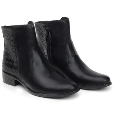 Imagem de Bota Feminina Cano Curto Em Couro Elisabete Guimarães, Preto, 37