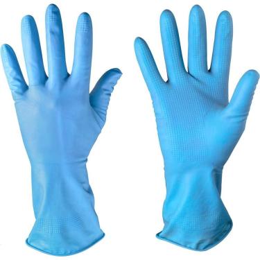Imagem de Luva de Proteção LV-LAZF-8 Látex Natural 32cm Tamanho 8 Antiderrapante Azul para Riscos Mecânicos Imbat