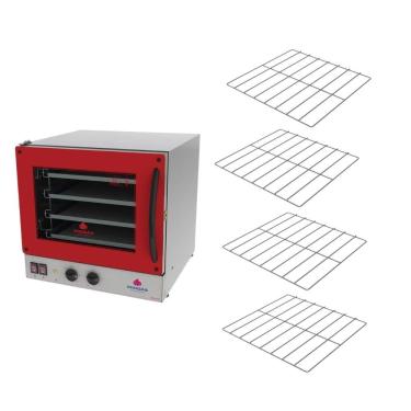 Imagem de Kit Forno Turbo Elétrico de Bancada Progás PRP-004 G2 Profissional com 4 Grades Vermelho 110V 2000W
