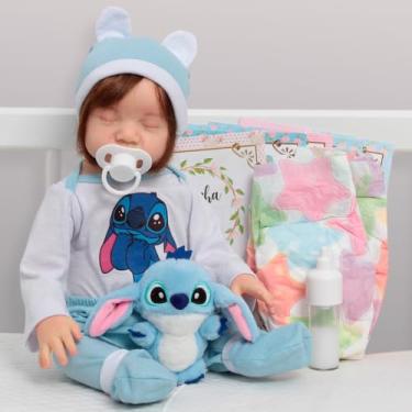 Imagem de Bebê Reborn Boneca Realista Fio a Fio Olhos Fechados + Itens