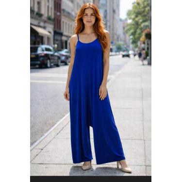 Imagem de Macacão Pantalona Saruel Alcinha Com Bolso - nascimentomodas2020, Azul