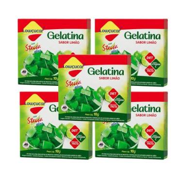 Imagem de Kit Gelatina Limão Diet com Stevia - Lowçucar Plus 5 Unidades 10g