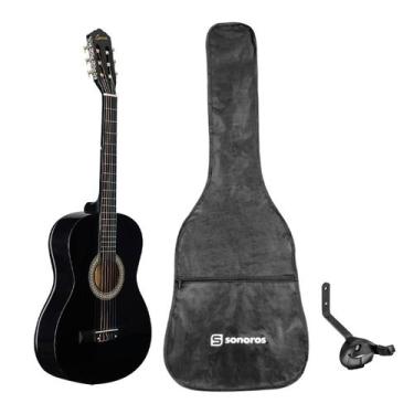 Imagem de Kit Violão Acústico Sonoros LVT-320A BK Nylon com Capa Bag e Suporte d