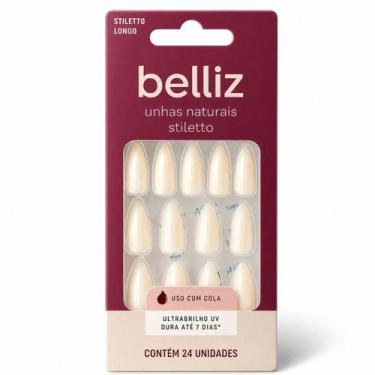Imagem de Unhas Postiças Naturais Belliz Stiletto Longo Com 24 Unidades Cód.2312