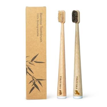 Imagem de Escova de Dentes TIKITAKA FTG Bamboo Kit com 2 Unidades Cerdas Naturai