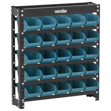 Imagem de Estante Metálica Preta com Gavetas Azul Modelo Prático 25/3 Vonder - 6