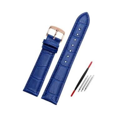 Imagem de Pulseira De Relógio Em Couro Genuine Azul Ajustável 14-23mm Para Relóg