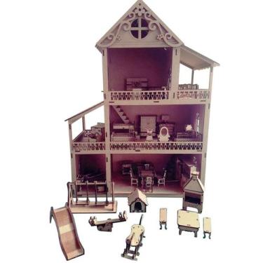 Imagem de Casa Casinha para Boneca Polly Lol - 60 cm - Com Móveis - Kits e Gifts