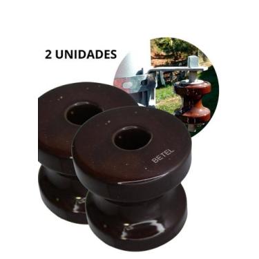 Imagem de Roldana de Porcelana 72x72mm - 2 Unidades para Isolamento Elétrico - B