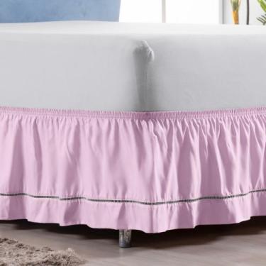 Imagem de Saia Para Cama Box Com Ponto Palito E Elástico Tamanhos Casal Padrão -