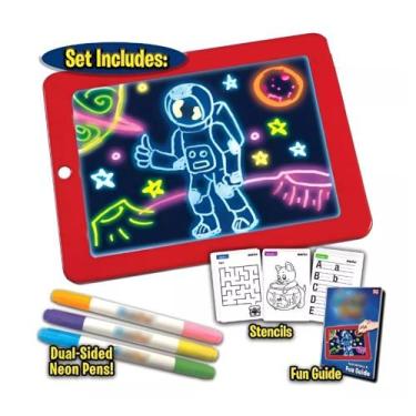 Imagem de Lousa Mágica Infantil 3D Tablet Escrita Neon Educativo 24x18 - Yeet