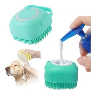 Imagem de Escova De Silicone Para Banho Soft Pet Com Dispenser Shampoo - GGN Uti