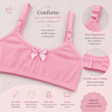 Imagem de Sutiã Top Eva Sem Bojo Menina Moça Algodão Alça Ajuste - Beleza Brasil