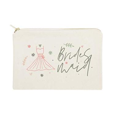 Imagem de The Cotton & Canvas Co. Bolsa de cosméticos de casamento moderna, presente de festa de noiva e bolsa de maquiagem para viagem, Floral Bridesmaid