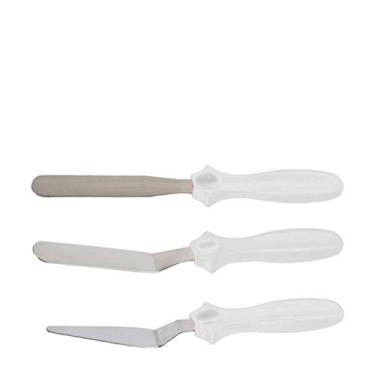 Imagem de Espátula para Confeitar de Aço Inox James.F Branca 3PÇS
